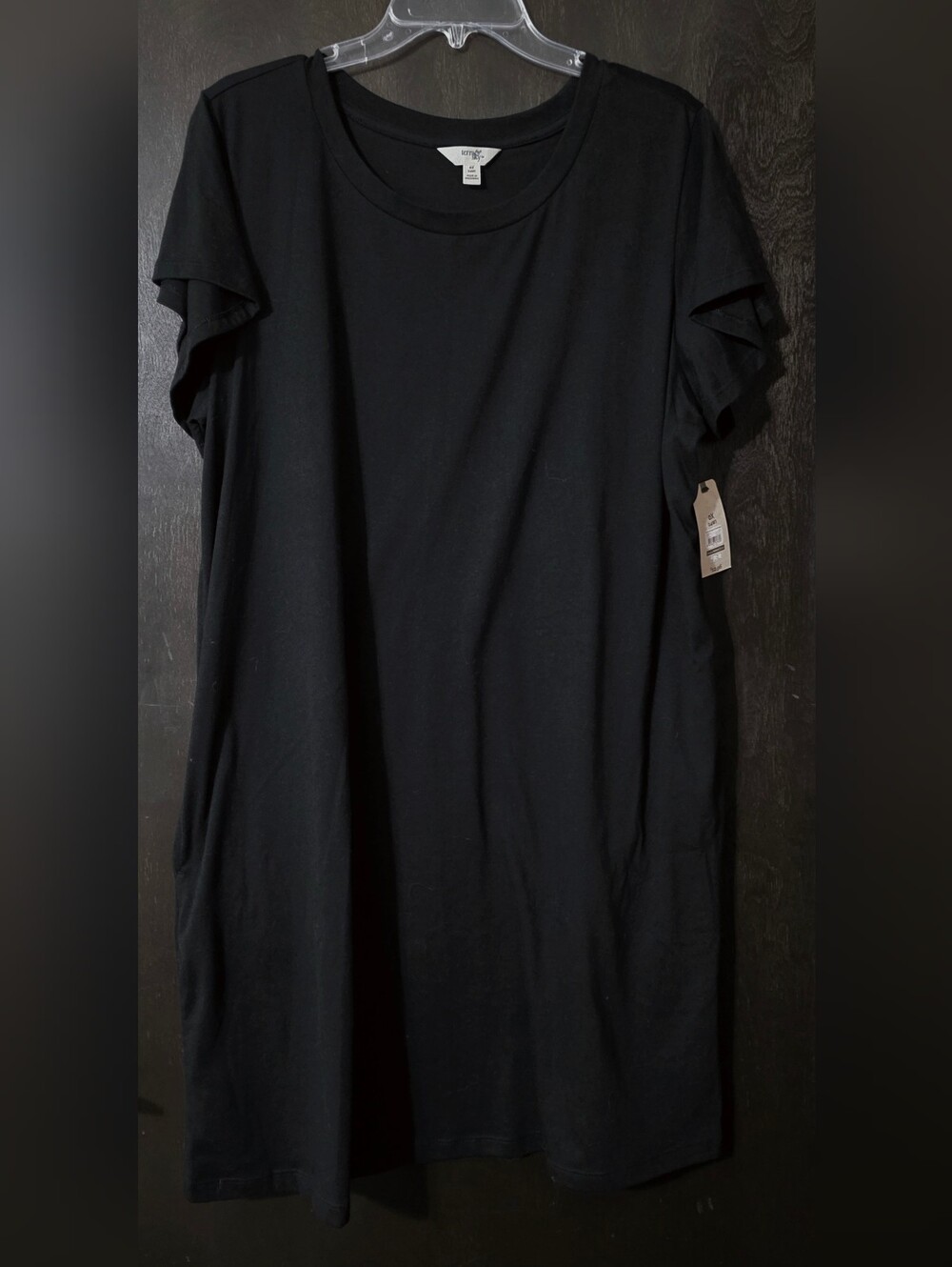 💢4For$20 Terra & Sky Black Short Sleeve Crew Neck Tee Dress Size OX (14W)
